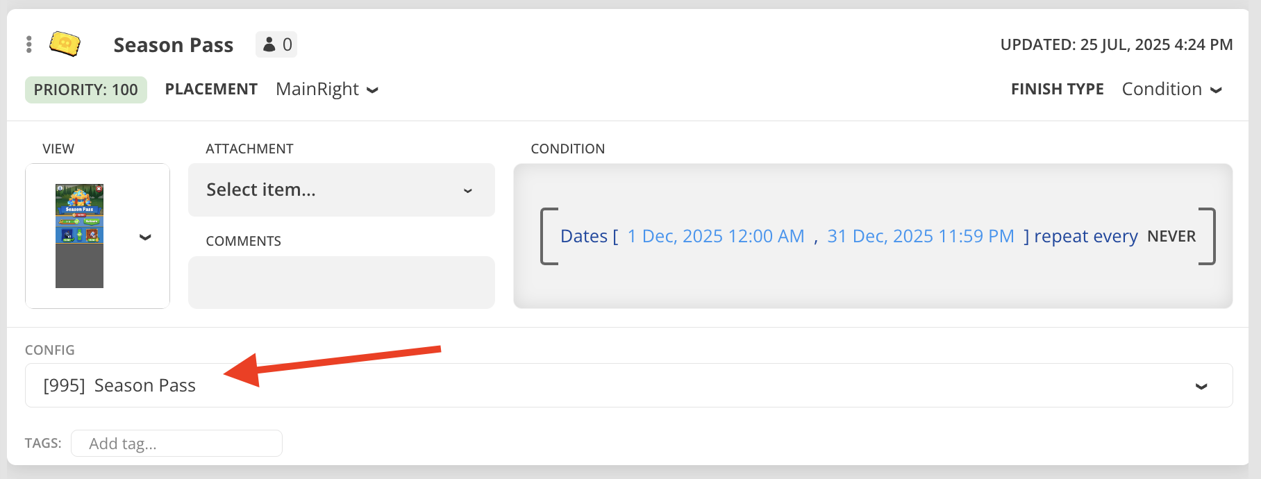 Create via Dashboard