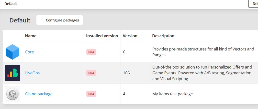 Packages list